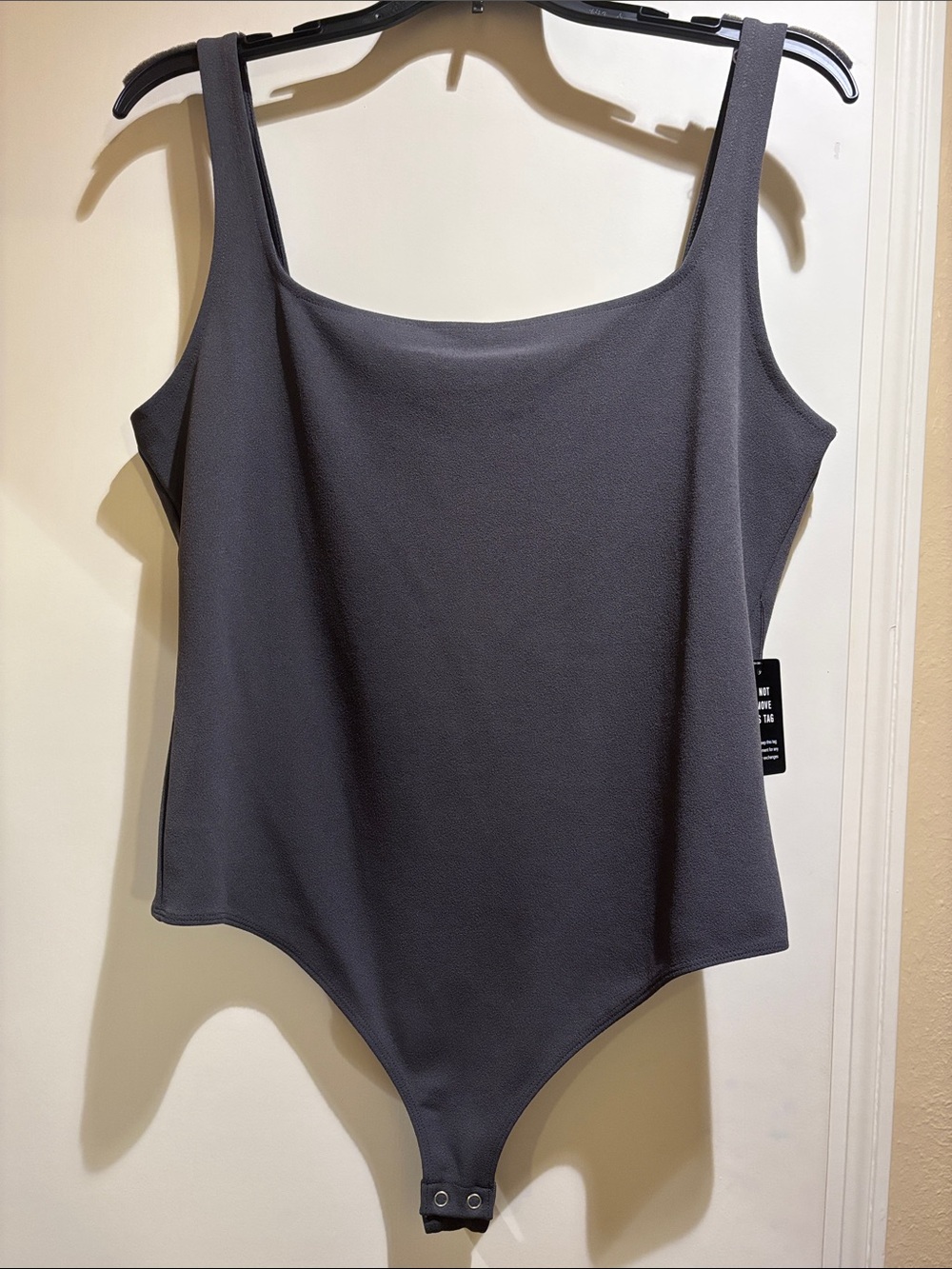 Express Dark Gray Square Neck Bodysuit